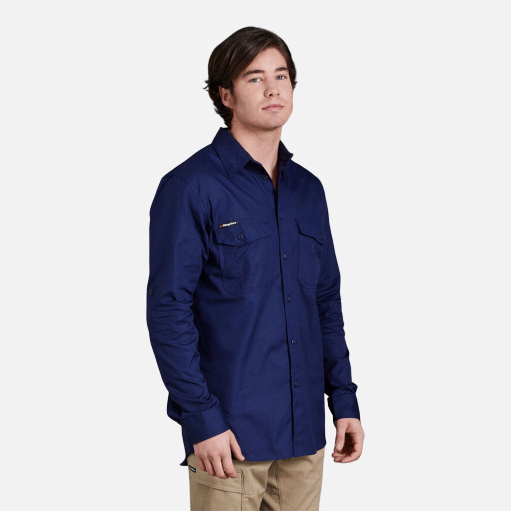 King Gee - Workcool 2 Lightweight Long Sleeve Shirt (Navy)